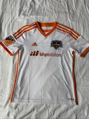 adidas White and Orange Houston Dynamo Soccer Jersey